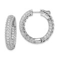 thumbnail image 1 of 925 Sterling Silver 2.0mm Cubic Zirconia Cz Round Hinged Hoop Earrings In/out, 1 of 5