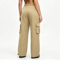 thumbnail image 6 of Hvogkswy Cargo Pants for Women Elastic Drawstring Straight Leg Loose Long Trousers Multi Pockets Solid Casual Athletic Work Pants S-3XL, 6 of 9