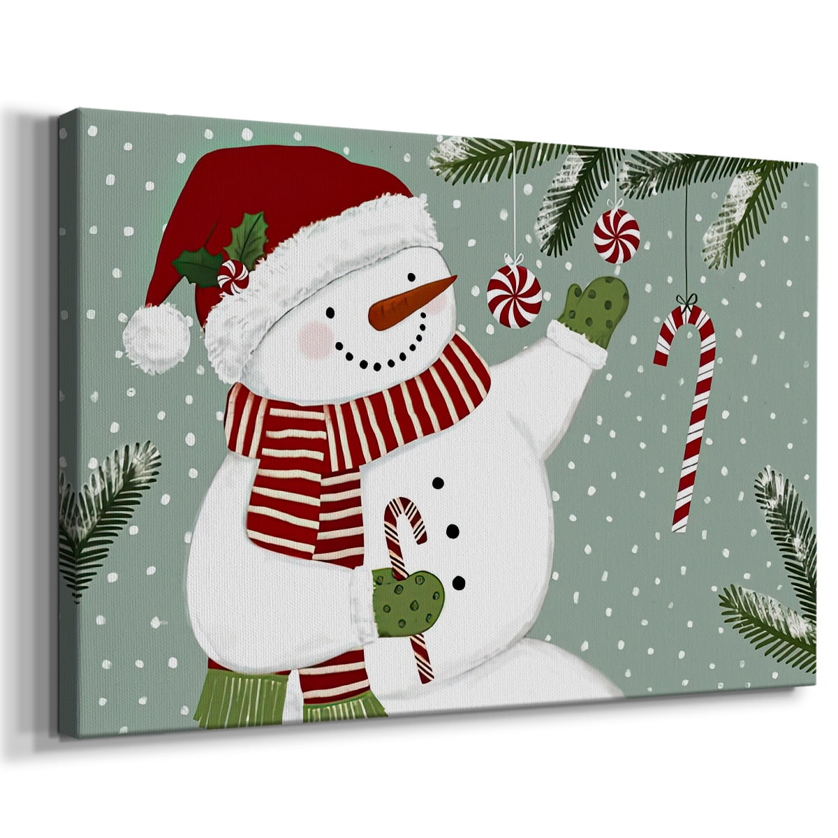 Peppermint Snowman Collection A- Gallery Wrapped Canvas