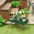 thumbnail image 2 of Gymax Garden Plant Planter Wooden Wagon Planter W/ Wheel Garden Yard Green, 2 of 10