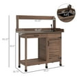 thumbnail image 3 of Potting Bench with Sink, Outdoor Work Table with Storage, Garden Workstation for Greenhouse Patio - Dark Brown, 3 of 9