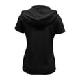 thumbnail image 6 of SXCXLSA Women Short Sleeve Hoodie Casual Solid Color Pocket TShirt Lightweight Zipper Detail Hooded Top Summer Sporty Relaxed Fit Blouse Breathable Comfortable Ladies Active, 6 of 8