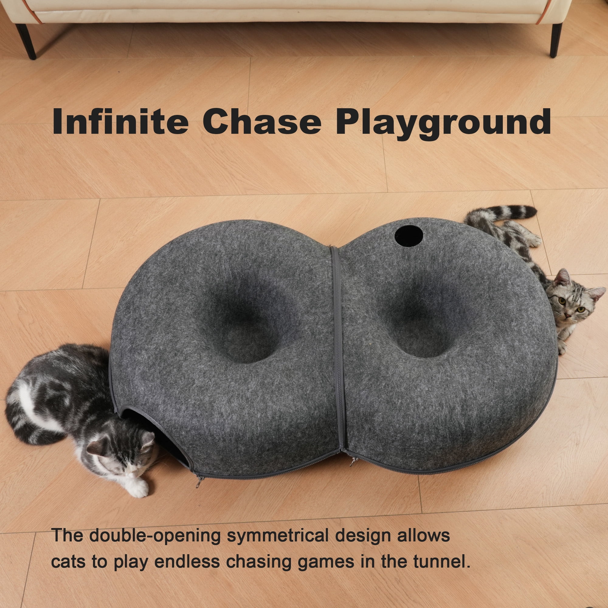 DOOKRON 8-Shaped Large Cat Tunnel Bed,  Peekaboo Cat  Cave