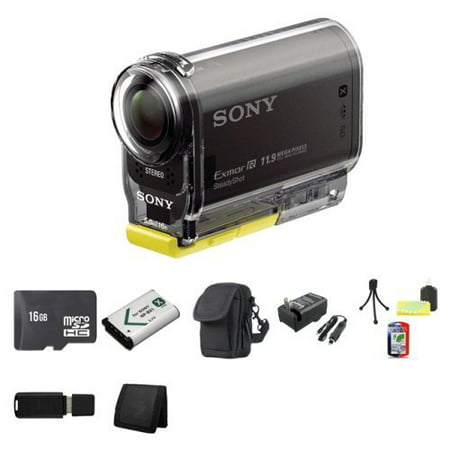 Sony High Definition POV Action Video Camera HDR-AS30V + 16GB MicroSDHC Class 10 Memory Card + NP-BX1 Lion Battery + Carrying Case + External Rapid Charger