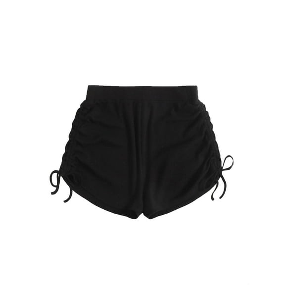 Plus Size Shorts Casual Plain Track Black 0XL (12)