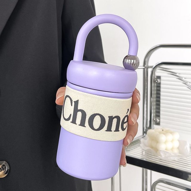 Vaso de café de acero inoxidable 316, taza de viaje aislada de 400ml para mujer, termo a prueba de fugas, taza de regalo minimalista caliente/frío