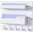 thumbnail image 4 of Bedside Shelf Wall Mount, Adhesive Bedside Shelf Accessories Organizer with Hooks and Cable Clips,Dorm Bedside Wall Storage for Phone, Remote, Earphone, Kindle,Plastic (5 Hooks Style), 4 of 6