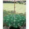 thumbnail image 2 of Outdoor Tablecloth with Umbrella Hole Zipper Dark Green Boho Floral Round Tablecloth 60" Waterproof Outside Table Cloth Abstract Art Flowers Botanical Patio Table Cover Tablecloths for Picnic Party, 2 of 8