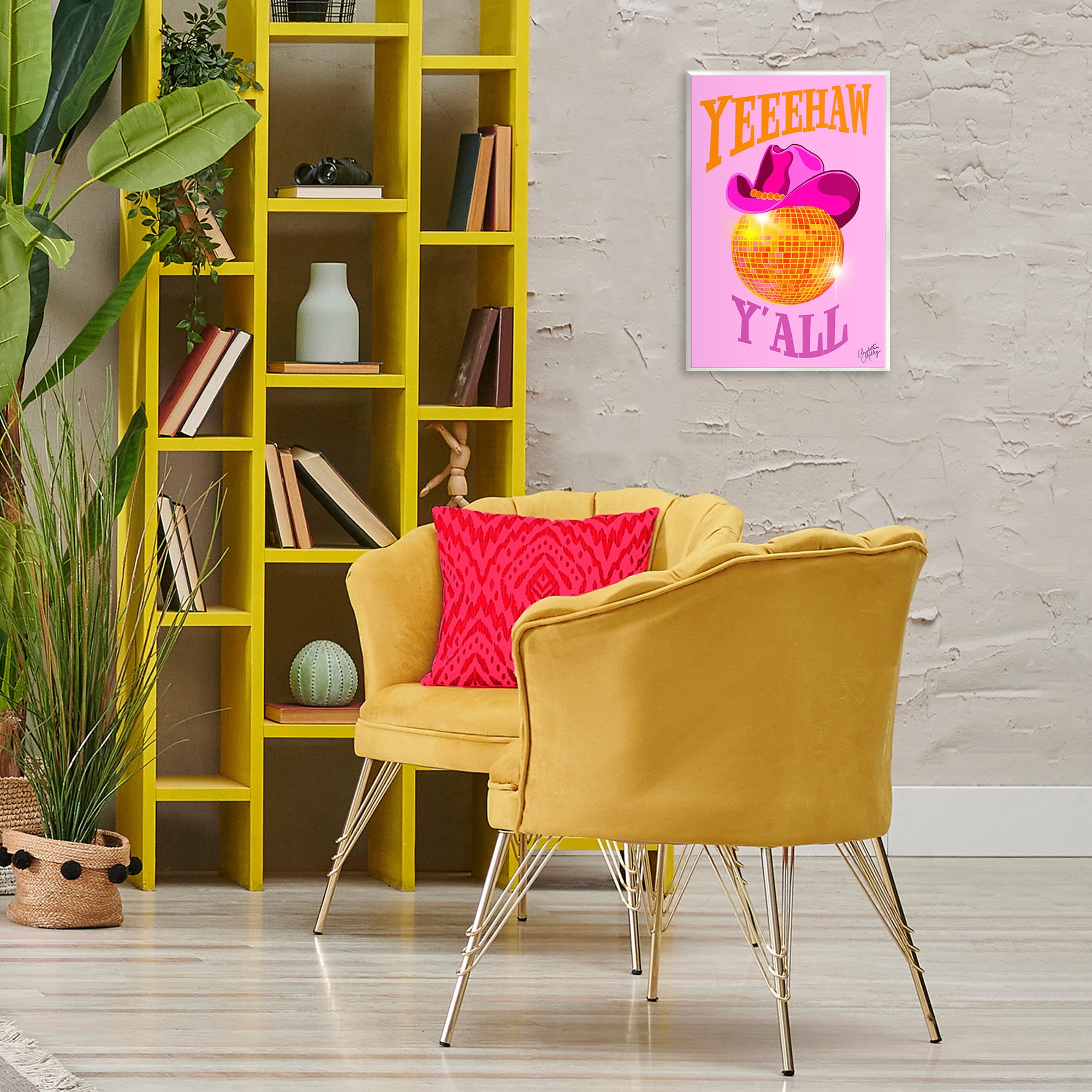 Stupell Industries Yeehaw Y'all Disco Cowboy Entertainment Painting Unframed Art Print Wall Art, 13 x 19