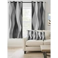 thumbnail image 2 of Fsddascl Gray Stripes Blackout Curtains for Bedroom/Living Room, Thermal Insulated Kitchen Curtains, Vintage Farmhouse Greyish Ripple Pattern Grommet Darkening Window Treatment Drapes 42"x63"x2, 2 of 8