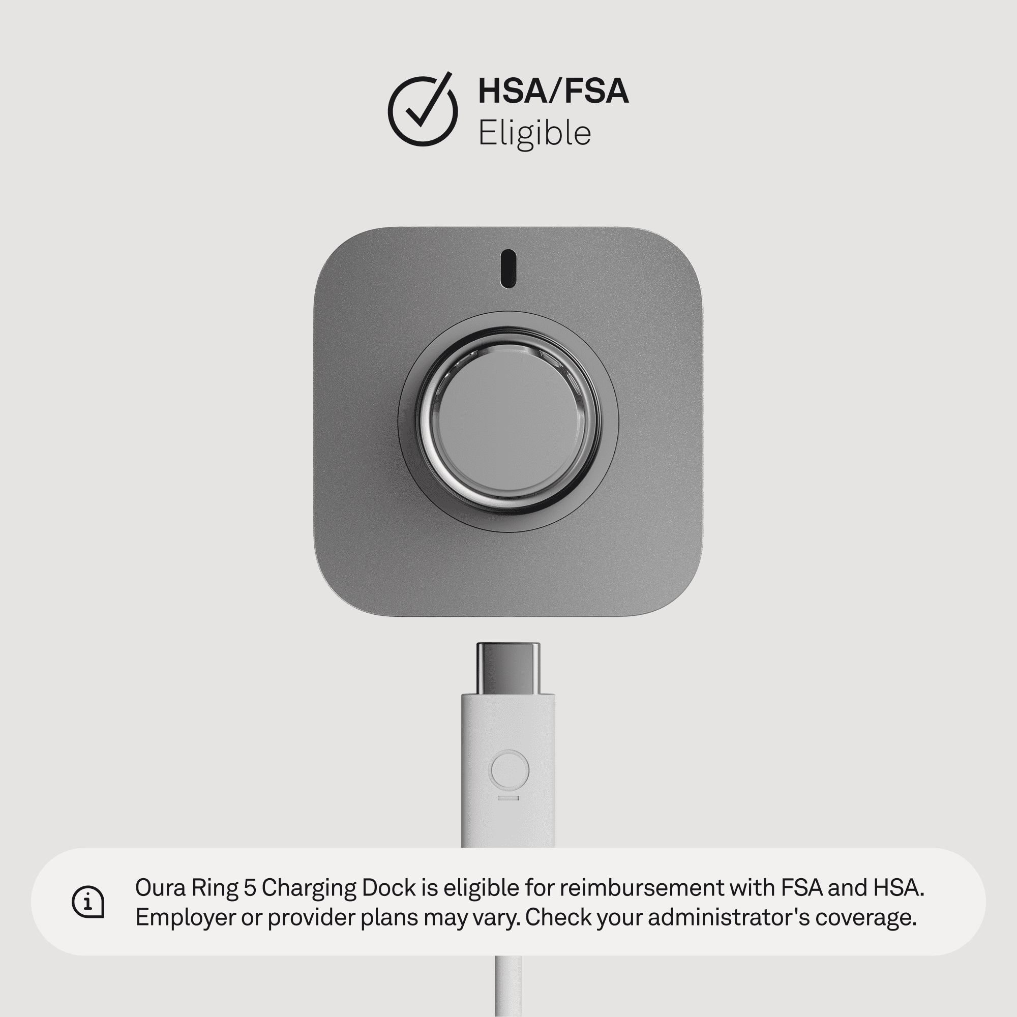 Oura Ring 5 Official Charger - Size 6 - Charging Dock and USB-C Cable - Charges Oura Ring 5 for 1 Week - Replacement Charger