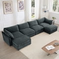 thumbnail image 6 of Modern U-Shaped 4-Seater Sofa with Ottomans in Chenille Fabric, 220×80×75cm, 6 of 23