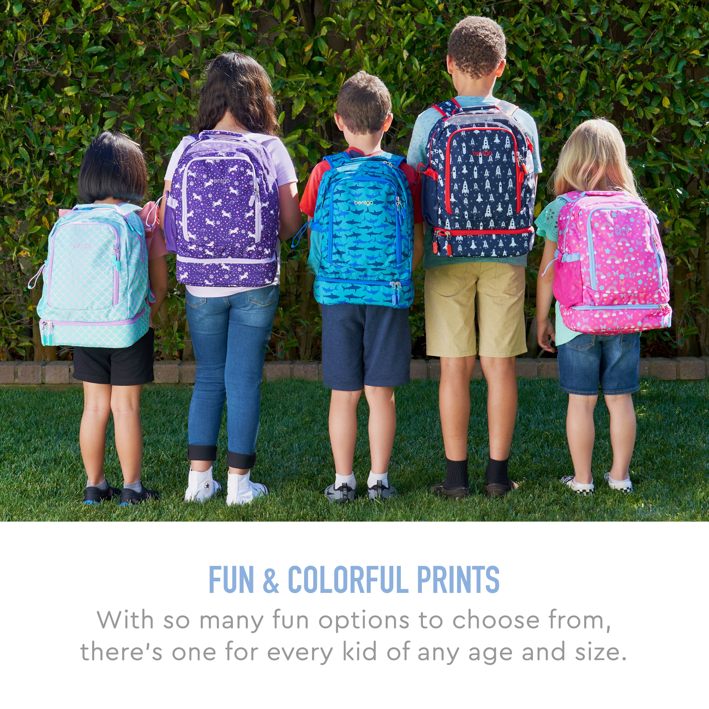 Bentgo - Kids Colour Lunchbox Purple + Kids Prints Backpack Lavander Galaxy