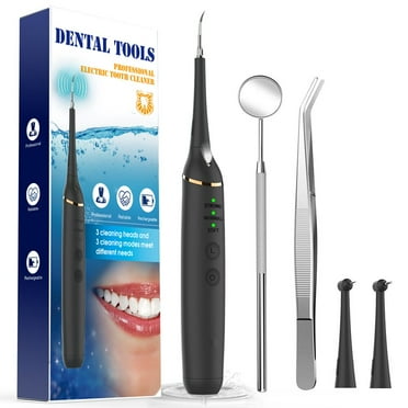 Electric Dental Calculus Remover, Tooth Cleaner Portable Sonic Tartar Plaque Stain Remover for Teeth Cleaning Tools Kit, Safe for Both Adult Kids (Black)