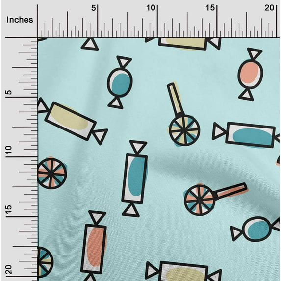 oneOone Cotton Silk Arctic Blue Fabric Candy Stick Kids Dress Material Fabric Print Fabric By The Yard 42 Inch Wide