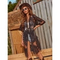 thumbnail image 3 of MORTTIC Women's Floral Lace Kimono Cardigan – Sheer Crochet Beach Cover-Up for Summer Vacations and Relaxed Days, Black, 3 of 5