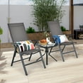 thumbnail image 3 of Costway 2 Pcs Chaises de Salle à Manger Pliantes Patio Aluminium Dossier Réglable Gris, 3 of 10