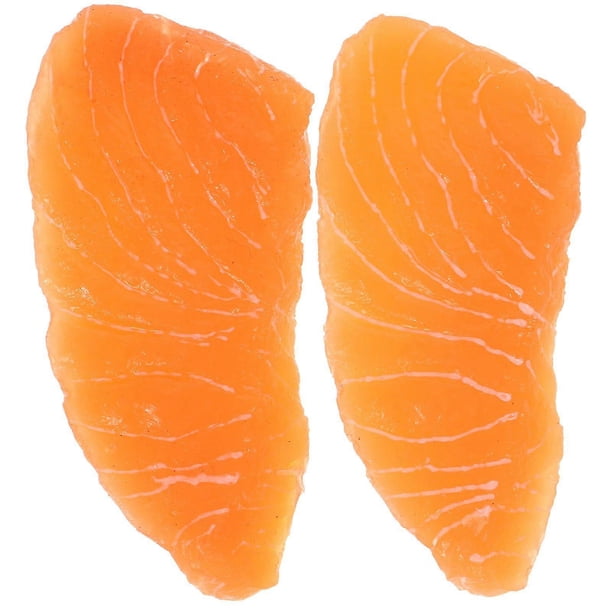 2pcs Simulated Salmon Fillet Food Models Fake Salmon Kitchen Props for Home