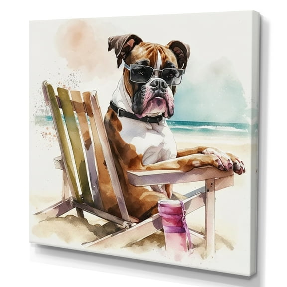 Designart Dog On The Beach IV Canvas Wall Art