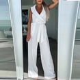 thumbnail image 3 of Fashion Plus Size Jumpsuits for Women Casual Summer Printed Jumpsuit, Comfortable And Casual New Product, Lapel Tie Up Straight High Waisted Pants 50% off Clearance!, 3 of 7