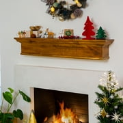 Barton 48" Rustic Ash Mantle Fireplace Wood Mantel Shelf Fireplace Long Rectangle Shelf 20lbs