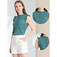 thumbnail image 2 of Blusa elegante Sin mangas Vintage de la Década de 1950 Allegra K con volantes para Oficina de Negocios para Mujer Azul Verde-Floral XS, 2 of 5