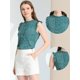 thumbnail image 2 of Blusa elegante Sin mangas Vintage de la Década de 1950 Allegra K con volantes para Oficina de Negocios para Mujer Azul Verde-Floral XS, 2 of 5