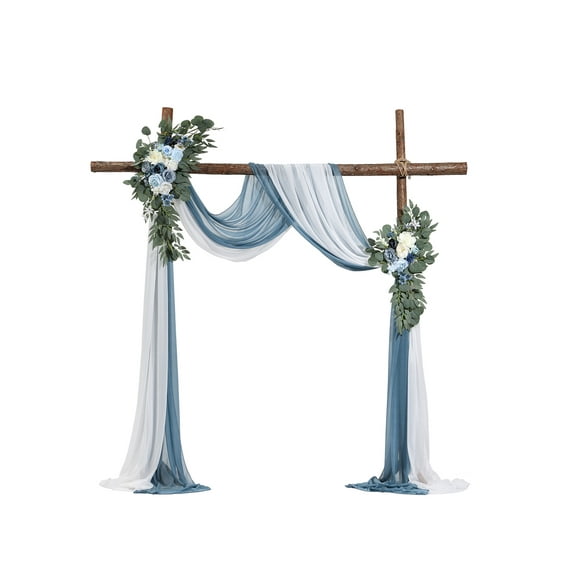 VEVOR Artificial Wedding Arch Flowers Kit, Blue Wedding Arch Flowers with Drapes Kit (Pack of 4) - 2 Pcs Floral Arrangement, 2 Pcs Sheer Drapes, for Ceremony Bouquets Reception Backdrop Decoration
