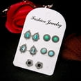 thumbnail image 4 of Pendientes para mujer, regalos para mujer, 5 pares de elegantes pendientes de turquesa, pendientes, joyería, pendientes de moda., 4 of 4