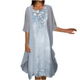 thumbnail image 3 of JURANMO Womens Flowy Floral Dresses with Jacket 2 Piece Sets 3/4 Sleeve Sheer Chiffon Summer Cocktail Wedding Guest Dress Holiday Outfits Sky Blue XXXXL Prime By Hour, 3 of 9