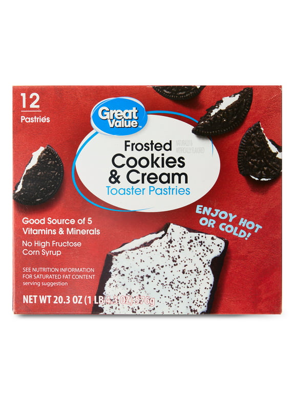 Great Value Frosted Cookies & Cream Toaster Pastries, 20.3oz, 12 Count