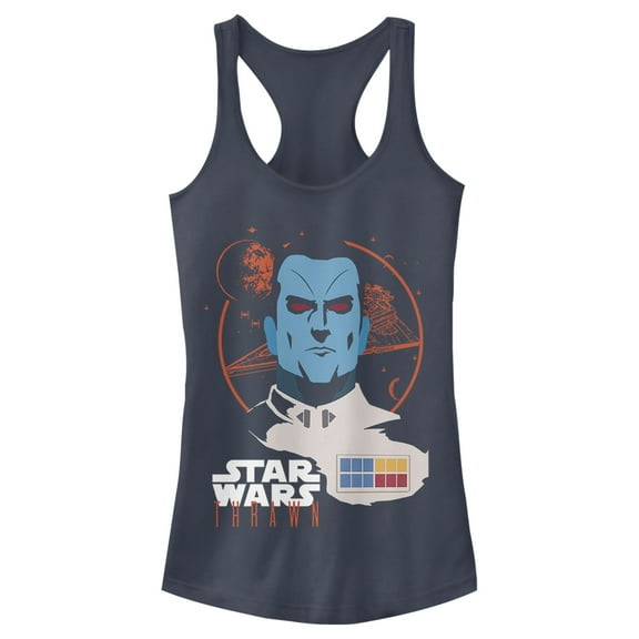 Junior's Star Wars Grand Admiral Thrawn Galaxy  Racerback Tank Top Indigo X Large