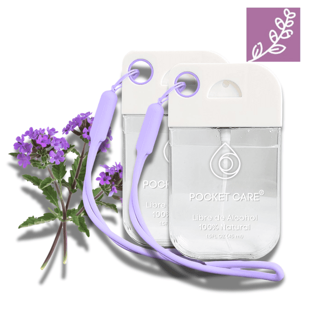 Pocket Care Desinfectante de Manos Verbena 45ml - Spray Antibacterial Sin Alcohol, 100% Natural e Hipoalergénico