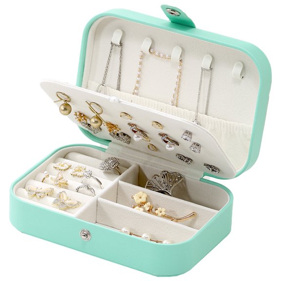 Travel Jewelry Storage Box | Travel Jewelry Case Small Jewelry Box for Women | Jewelry Travel Organizer | Earring Organizer - Light green