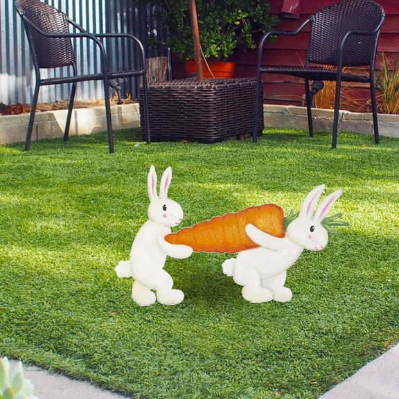 Easter Decorations Outdoor, Cute Bunny Carrot Decorative Garden Stakes for Easter Decor, Welcome Metal Yard Sign for Home Spring Outside Garden Front Porch Lawn Backyard