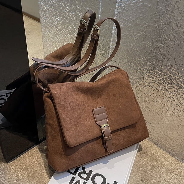 Bolso esmerilado para mujer, de gran capacidad, de moda, para otoño e invierno, bandolera popular, pequeño bolso cuadrado con textura popular
