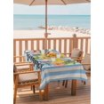 thumbnail image 2 of Outdoor Tablecloth with Umbrella Hole for Patio/Picnic/Party/Camping, Lemons Coastal Waterproof Table Cloth Rectangle Table Cover Washable, Summer Botanical Floral Blue Striped Farmhouse (60"x 102"), 2 of 8