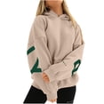 thumbnail image 2 of Venta de liquidación Fashiona Sudadera con capucha y estampado de letras para mujer Verde S, 2 of 6