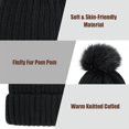 thumbnail image 4 of Muryobao 2 Pcs Womens Winter Knitted Beanie Hat Touch Screen Gloves Set Warm Knit Cuffed Skull Cap with Faux Fur Pom Black Set, 4 of 7