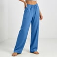 thumbnail image 6 of Linen Pants For Women Cotton And Linen Solid Color Drawstring Casual Pants Waist Long Pants With Pocket Oversized Summer Beach Travel Vacation Palazzo Pants S-3XL, 6 of 9