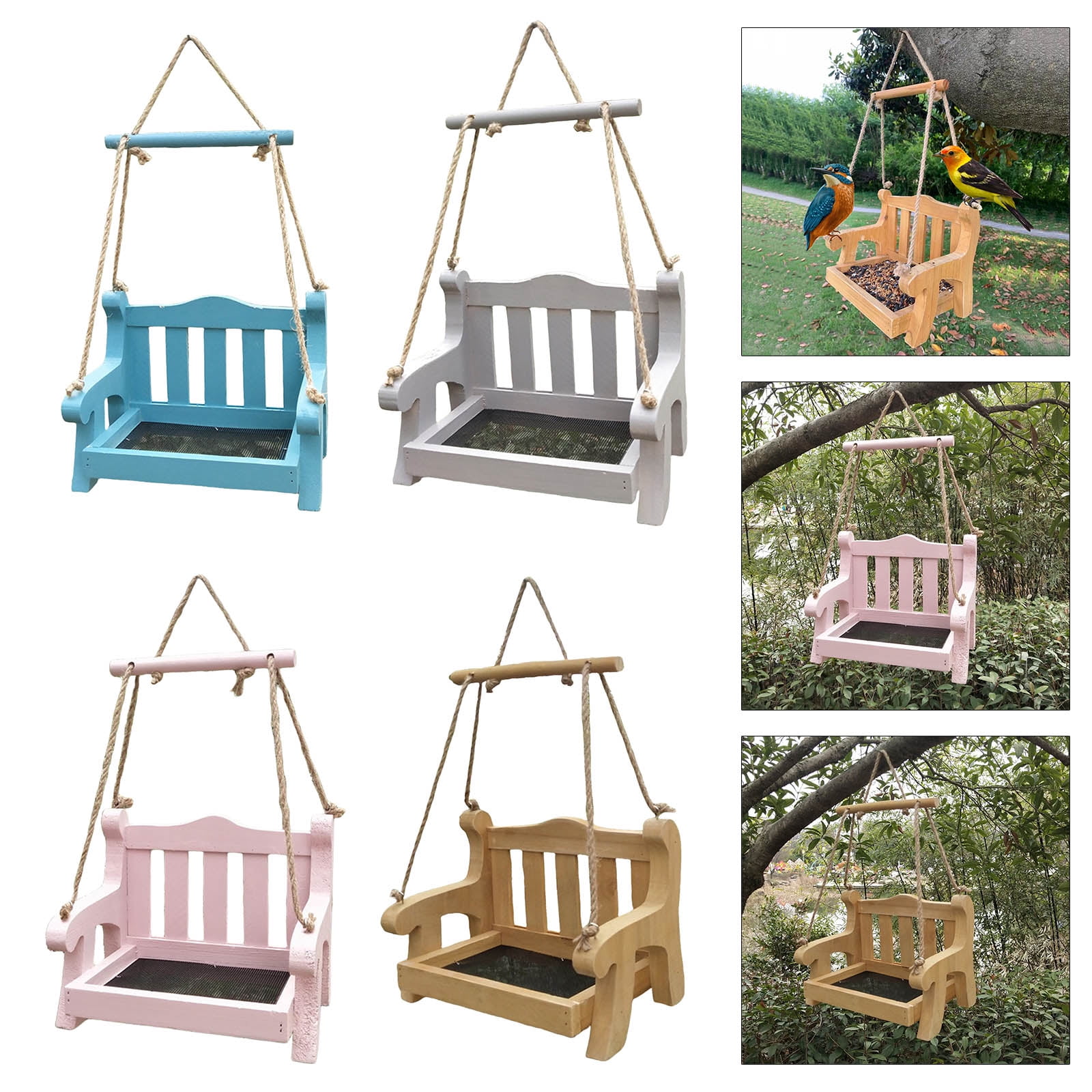 COOLHOOD Automatic Hanging Pet Feeders Bird Useful Swing Chair Feeders Bird Outdoor Feeders for Small Home Area
