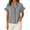 Black, variant on Dpjklzsn Women's Plaid Ruffle V-Neck Shirt, Short Sleeve Button Casual Blouse