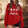 thumbnail image 3 of Gibobby Sudadera de Navidad para mujer Suéter suelto con estampado de color sólido para mujer, con mangas en los hombros y sin sombrero(Rojo,XG), 3 of 4