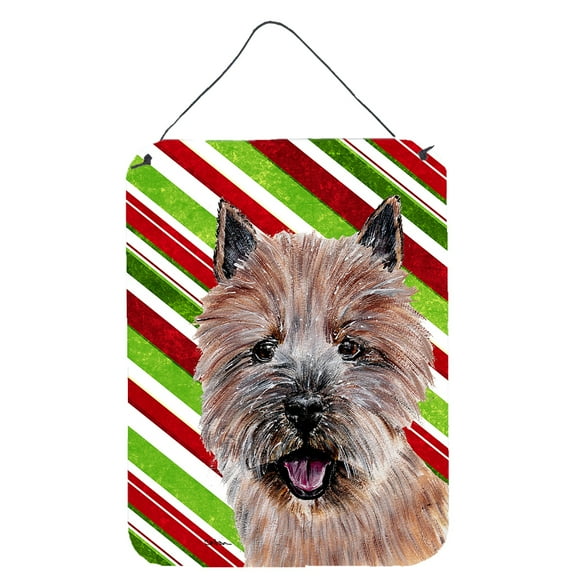 Norwich Terrier Candy Cane Christmas Wall or Door Hanging Prints