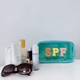 thumbnail image 3 of Bolsa de maquillaje cqoogrlx de nailon transparente con parche con letras SPF con purpurina, 3 of 7