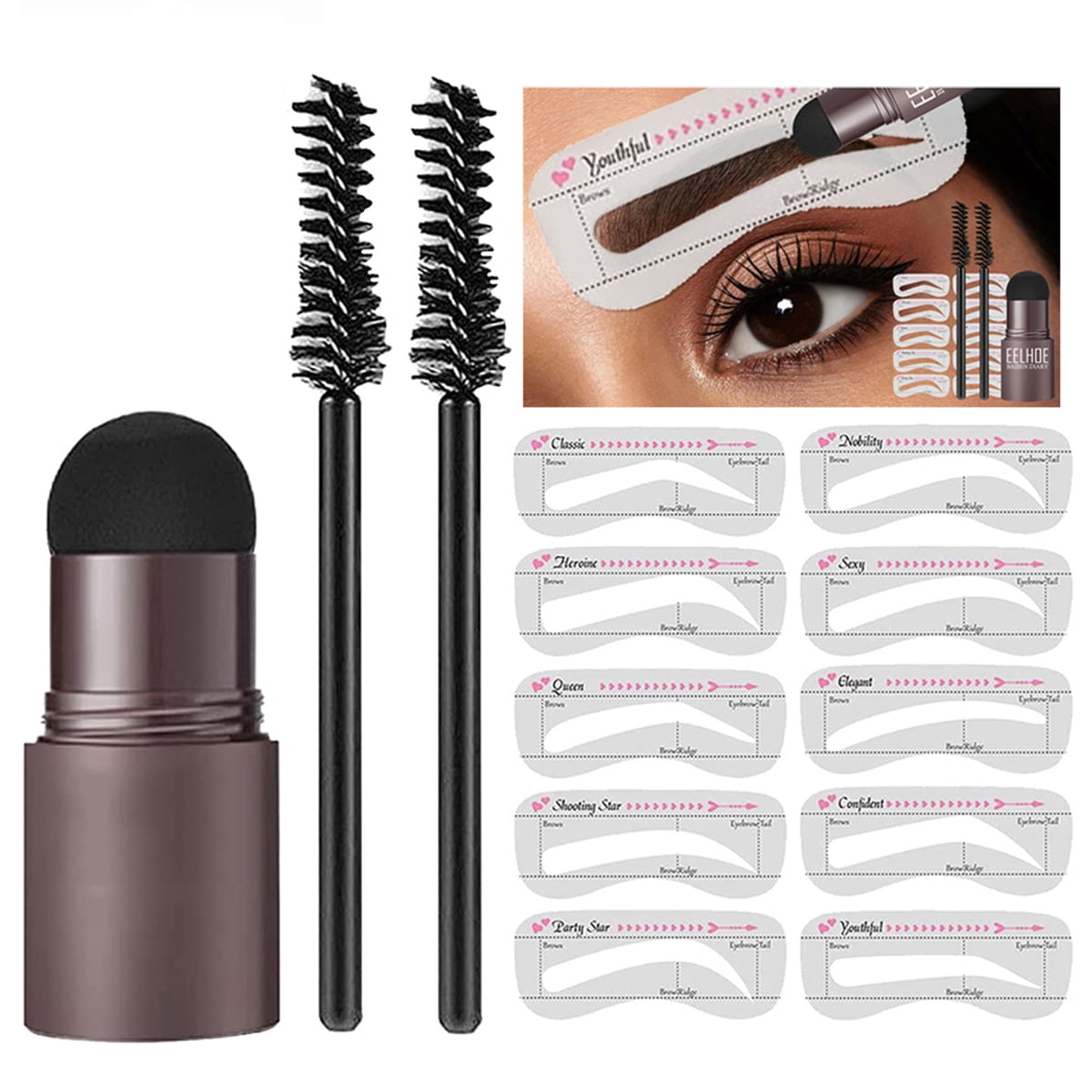New Brow Set Perfect Eyebrow Stamp Stencil Kit Eye Brow Stencil Stamp