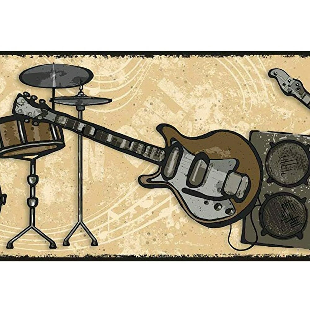 York Wallcoverings Rock N Roll Guitar Music Wallpaper Border - Walmart