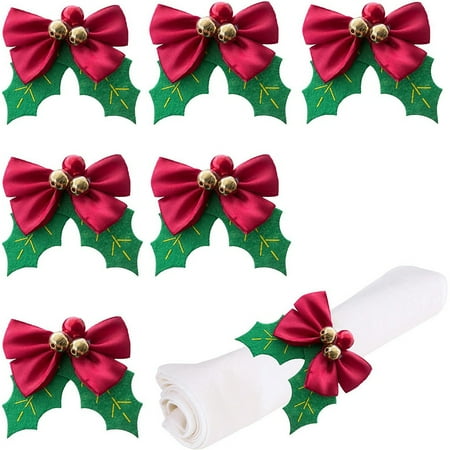 

6Pcs Christmas Napkins Rings for Christmas Dining Table Ornaments A