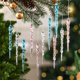 thumbnail image 4 of Adornos navideños colgantes con forma de carámbano | Paquete de 12 adornos colgantes de hilo para decoración de fiestas navideñas | Set de decoración para ventanas y techos de interiores, 4 of 6