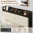 thumbnail image 5 of YUSAZENS Twin Size Bed Frame with Storage Drawers & Charging Station - Rustic Velvet Upholstered Platform Bed, No Box Spring Needed, Beige, 5 of 7